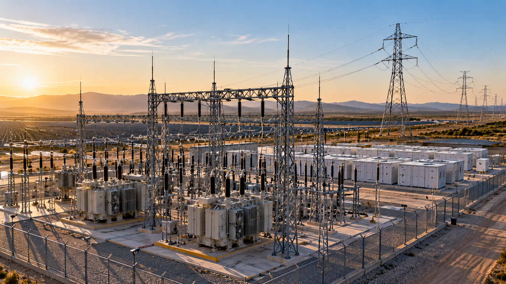 Subestación de alta tensión con aparamenta eléctrica